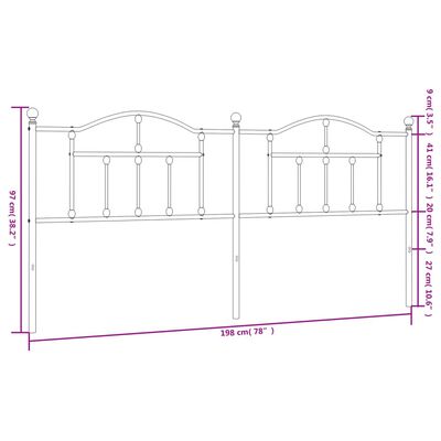 vidaXL gultas galvgalis, metāls, melns, 193 cm