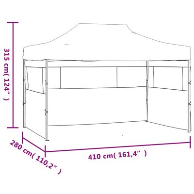 vidaXL saliekama nojume ar 3 sienām, zila, 3x4 m, tērauds