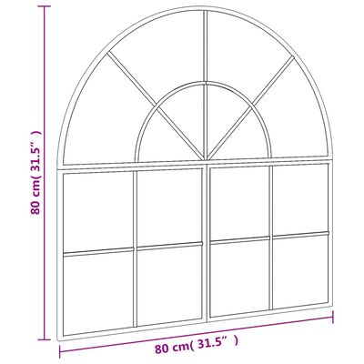 vidaXL sienas spogulis, melns, 80x80 cm, arkas forma, dzelzs