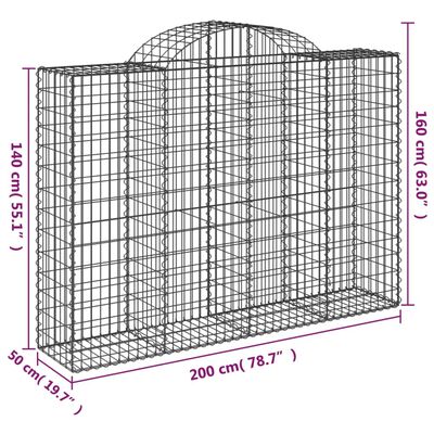 vidaXL arkveida gabiona grozi, 25gb., 200x50x140/160cm, cinkota dzelzs