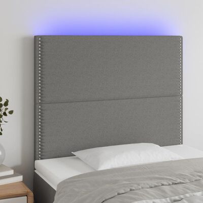 vidaXL gultas galvgalis ar LED, 83x16x118/128 cm, tumši pelēks audums