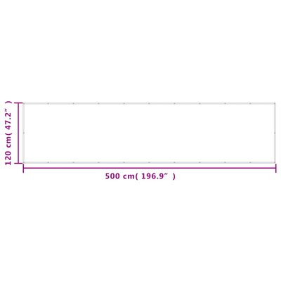 vidaXL balkona aizslietnis, smilšu, 120x500 cm, 100% poliestera audums