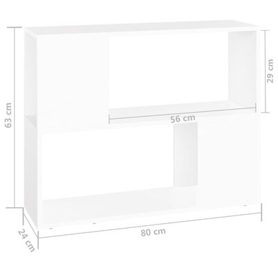 vidaXL TV plaukts, balts, 80x24x63 cm, inženierijas koks