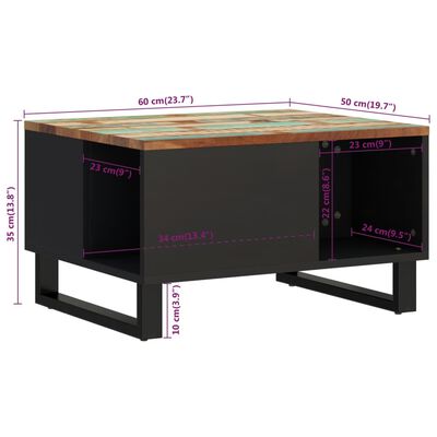 vidaXL kafijas galdiņš, 60x50x35 cm, pārstrādāts masīvkoks