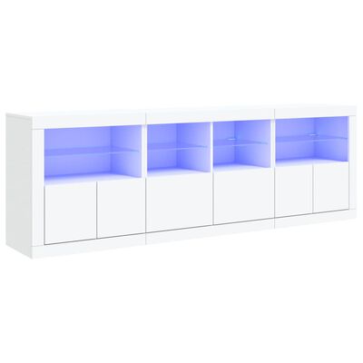 vidaXL kumode ar LED lampiņām, balta, 202x37x67 cm