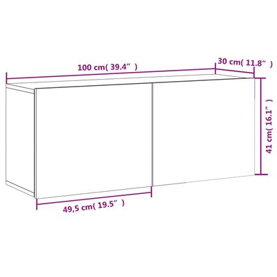 vidaXL TV sienas skapītis, ozola krāsa, 100x30x41 cm