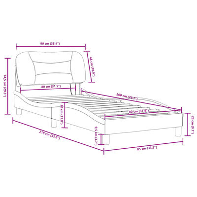 vidaXL gultas rāmis ar LED, melns audums, 80x200 cm