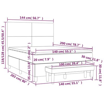 vidaXL atsperu gulta ar matraci, melna, 140x200 cm, mākslīgā āda