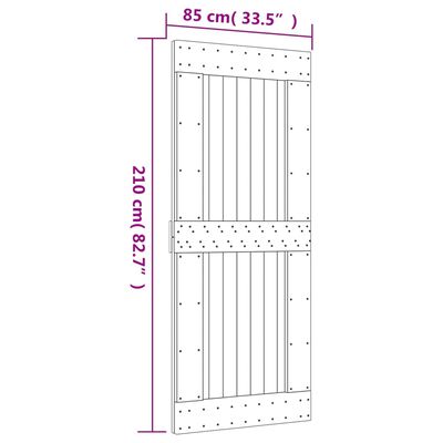 vidaXL bīdāmās durvis ar stiprinājumiem, 85x210 cm, priedes masīvkoks