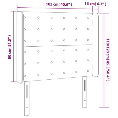 vidaXL galvgalis ar malām, rozā samts, 103x16x118/128 cm