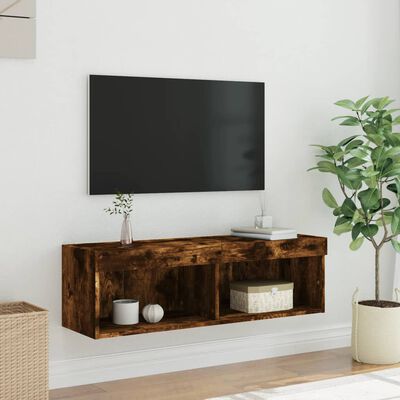 vidaXL TV skapītis ar LED lampiņām, ozolkoka krāsa, 100x30x30 cm