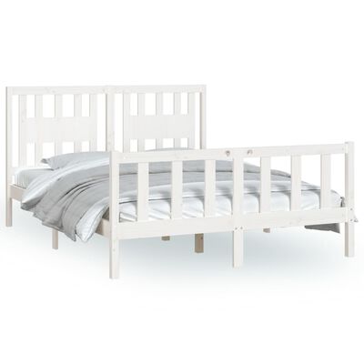 vidaXL gultas rāmis ar galvgali, balts, priedes masīvkoks, 120x200 cm
