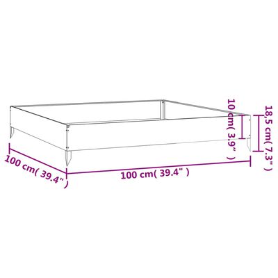 vidaXL augstā dārza puķu kaste, 100x100x18,5 cm, tērauds, rūsas efekts