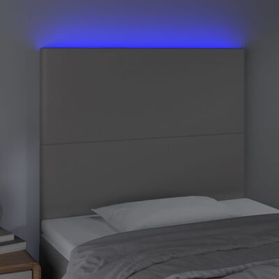 vidaXL gultas galvgalis ar LED, 100x5x118/128 cm, pelēks mākslīgā āda