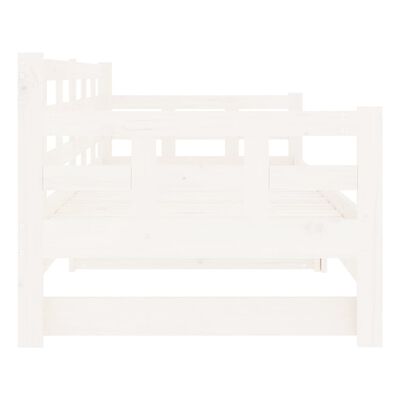 vidaXL izvelkama gulta, balta, priedes masīvkoks, 2x(80x200) cm