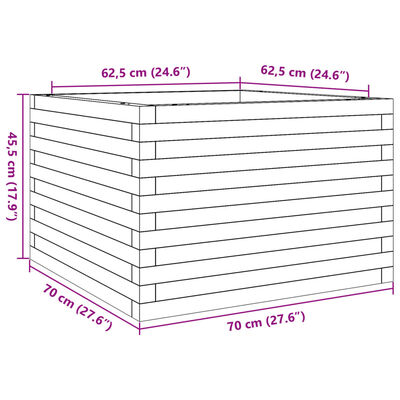 vidaXL dārza puķu kaste, 70x70x45,5 cm, impregnēts priedes koks