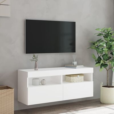 vidaXL TV galdiņš ar LED lampiņām, balti, 100x30x40 cm