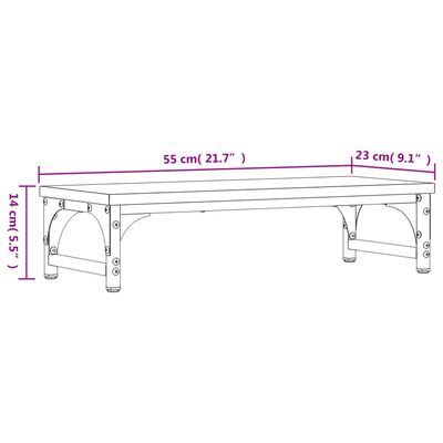 vidaXL monitora paliktnis, melns, 55x23x14 cm, inženierijas koks