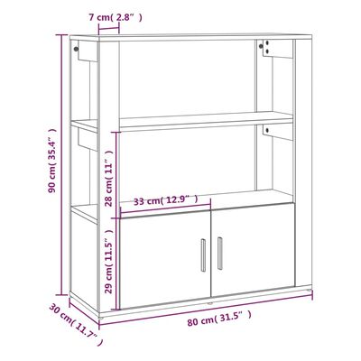 vidaXL kumode, balta, 80x30x90 cm, inženierijas koks