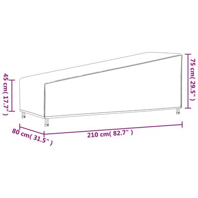 vidaXL sauļošanās krēsla pārsegs, melns, 210x80x45/75 cm, 420D audums