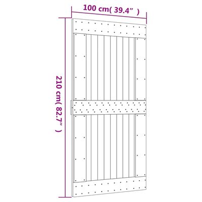 vidaXL bīdāmās durvis ar stiprinājumiem, 100x210 cm, priedes masīvkoks