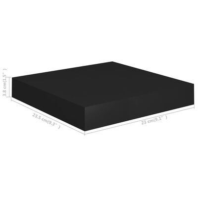 vidaXL sienas plaukti, 4 gab., melni, 23x23,5x3,8 cm, MDF