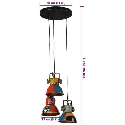 vidaXL griestu lampa 25 W, krāsaina, 30x30x100 cm, E27