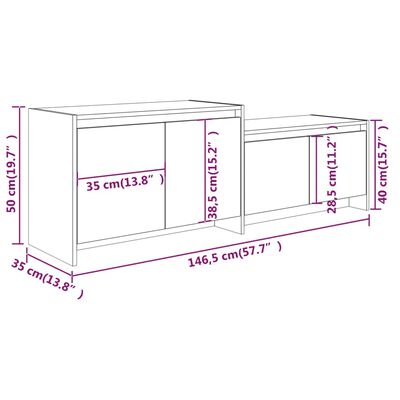 vidaXL TV skapītis, melns, 146,5x35x50 cm, inženierijas koks