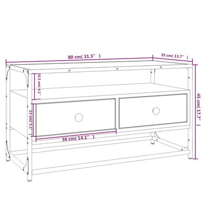 vidaXL TV skapītis, brūna ozolkoka, 80x35x45 cm, inženierijas koks