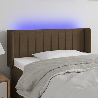 vidaXL gultas galvgalis ar LED, 93x16x78/88 cm, tumši brūns audums