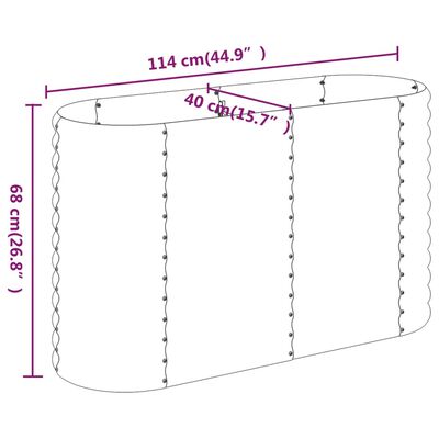 vidaXL augstā puķu kaste, 114x40x68 cm, pulverkrāsots tērauds, pelēka