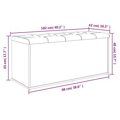 vidaXL uzglabāšanas sols, pelēks, 102x42x45 cm, inženierijas koks