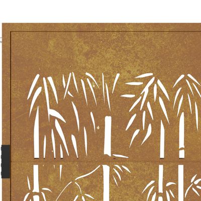 vidaXL dārza vārti, 105x130 cm, tērauds, rūsas efekts, bambusa dizains