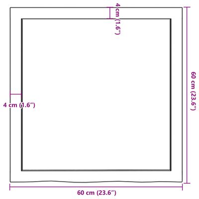 vidaXL vannasistabas letes virsma, 60x60x(2-4)cm, apstrādāts masīvkoks