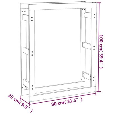 vidaXL malkas plaukts, melns, 80x25x100 cm, priedes masīvkoks