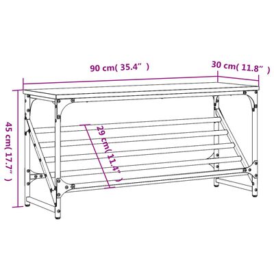 vidaXL apavu plaukts, ozolkoka krāsa, 90x30x45 cm, inženierijas koks