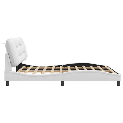 vidaXL gultas rāmis ar LED, balts, 180x200 cm, mākslīgā āda