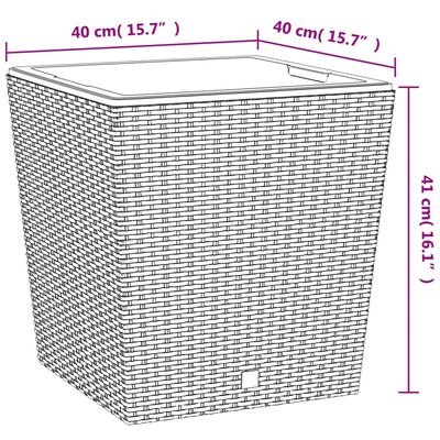 vidaXL puķu kaste ar izņemamu ieliktni, brūna, 37/64 L, PP rotangpalma