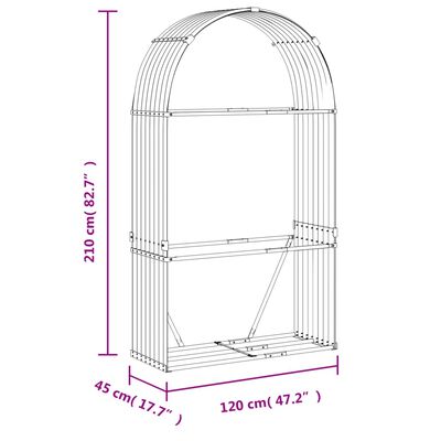 vidaXL malkas statīvs, pelēks, 120x45x210 cm, cinkots tērauds