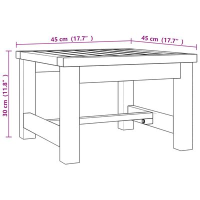 vidaXL kafijas galdiņš, 45x45x30 cm, masīvs tīkkoks