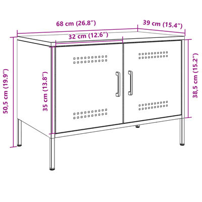 vidaXL TV skapītis, 68x39x50,5 cm, tērauds, olīvu zaļš