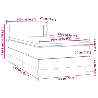 vidaXL atsperu gulta ar matraci, rozā samts, 100x200 cm