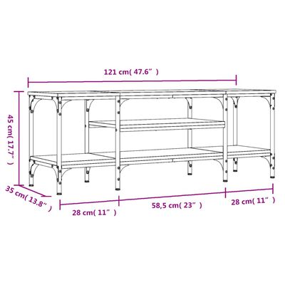 vidaXL TV skapītis, 121x35x45 cm, inženierijas koks, dzelzs, melns