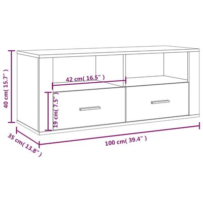 vidaXL TV skapītis, pelēka ozolkoka, 100x35x40 cm, inženierijas koks