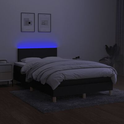 vidaXL atsperu gulta ar matraci, LED, melns audums, 120x190 cm