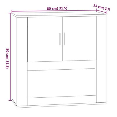 vidaXL sienas plaukts, balts, 80x33x80 cm, inženierijas koks