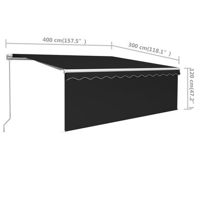 vidaXL izvelkama markīze ar žalūziju, 4x3 m, manuāla, antracītpelēka