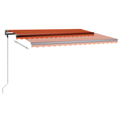 vidaXL izvelkama markīze ar LED, 450x350 cm, oranža un brūna