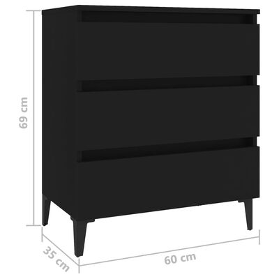 vidaXL kumode, melna, 60x35x69 cm, inženierijas koks