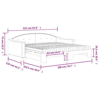 vidaXL dīvāngulta ar matraci, melns audums, 100x200 cm